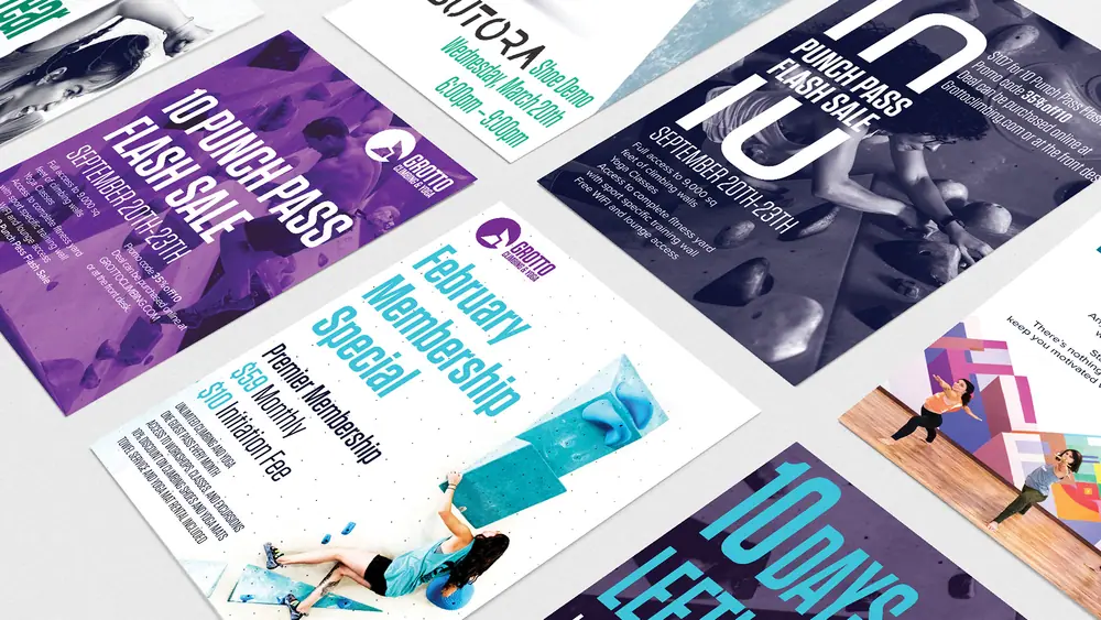 Colorful editorial and fitness campaign print design. View selected works